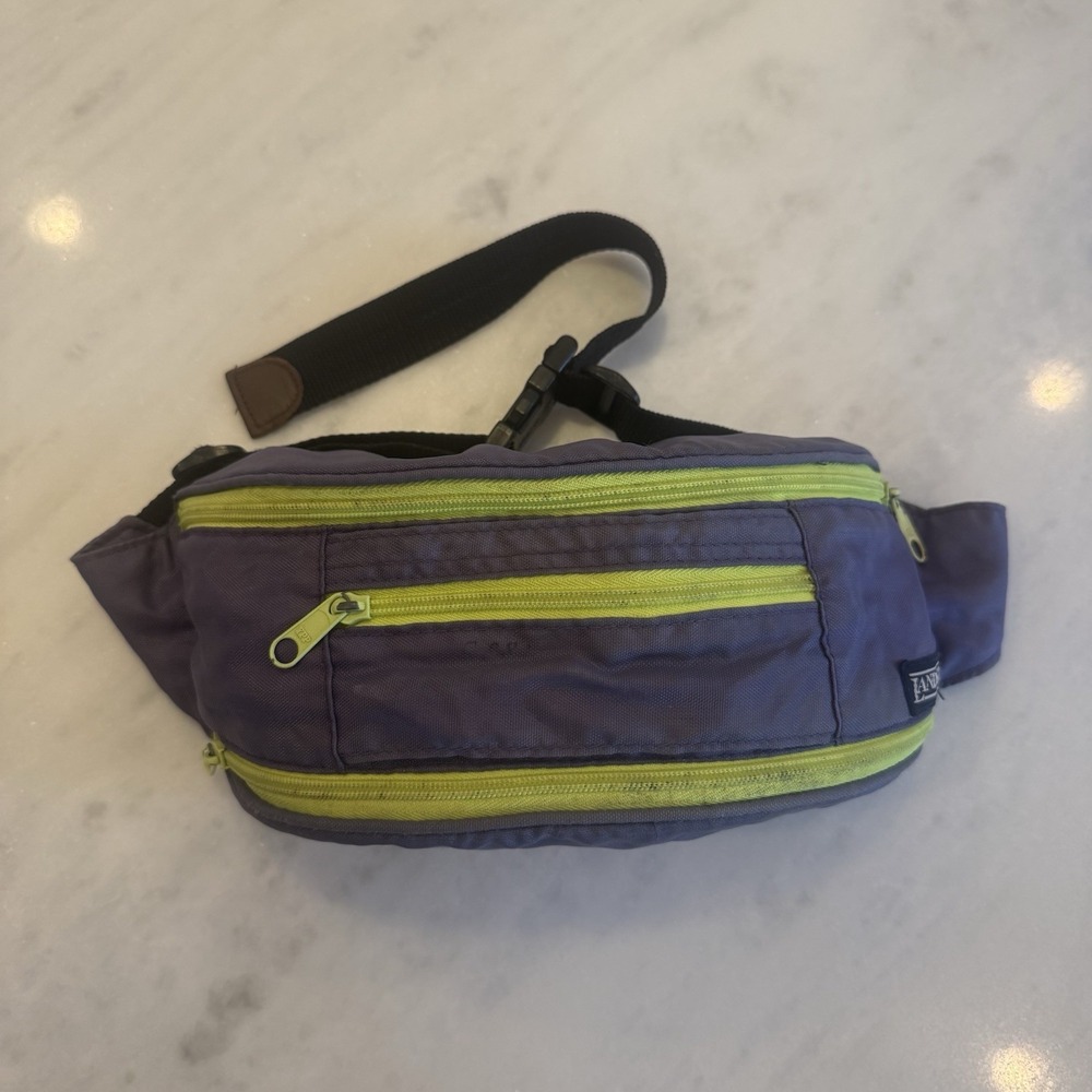 Vintage Lands' End Hiking Waist Pack Fanny Pack Adjustable Zip Neon 90s Multi